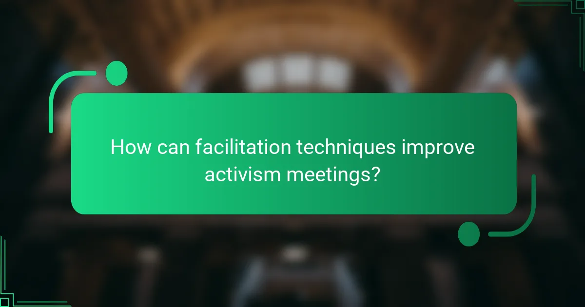How can facilitation techniques improve activism meetings?