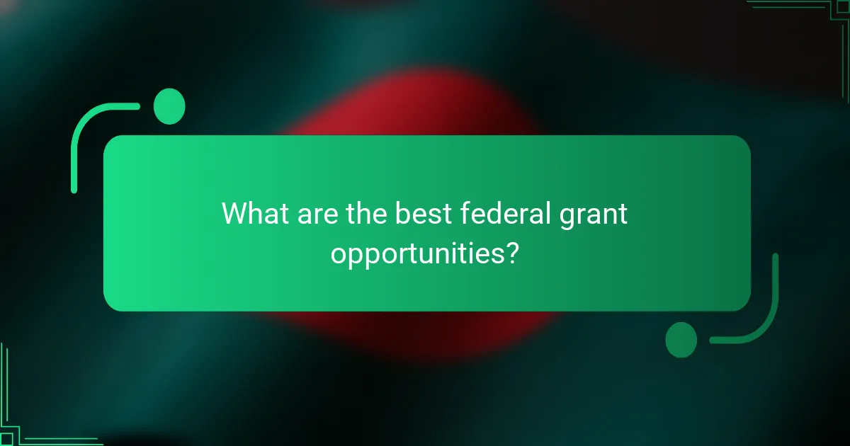 What are the best federal grant opportunities?