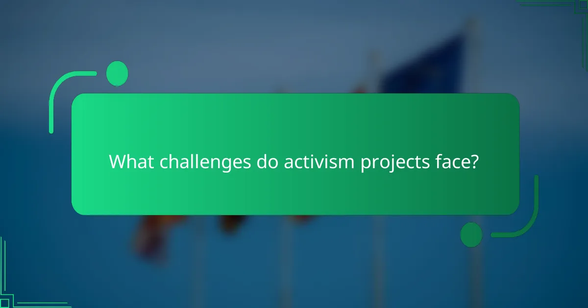 What challenges do activism projects face?