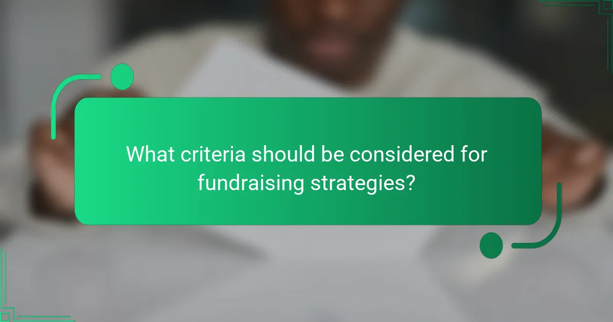 What criteria should be considered for fundraising strategies?