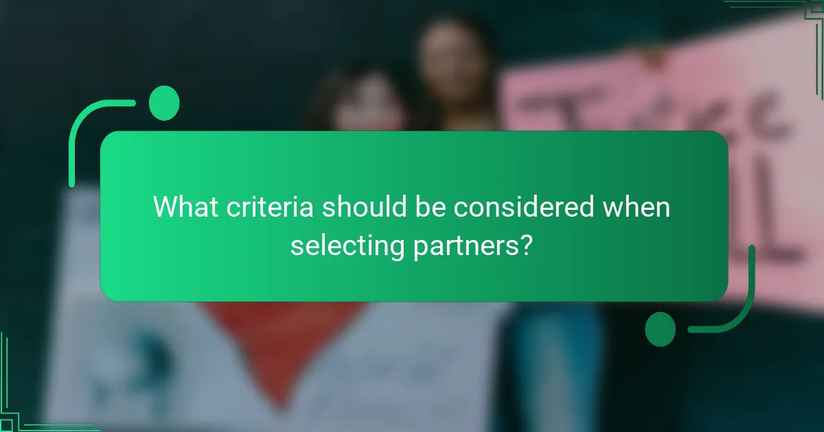 What criteria should be considered when selecting partners?