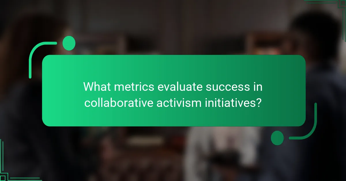 What metrics evaluate success in collaborative activism initiatives?